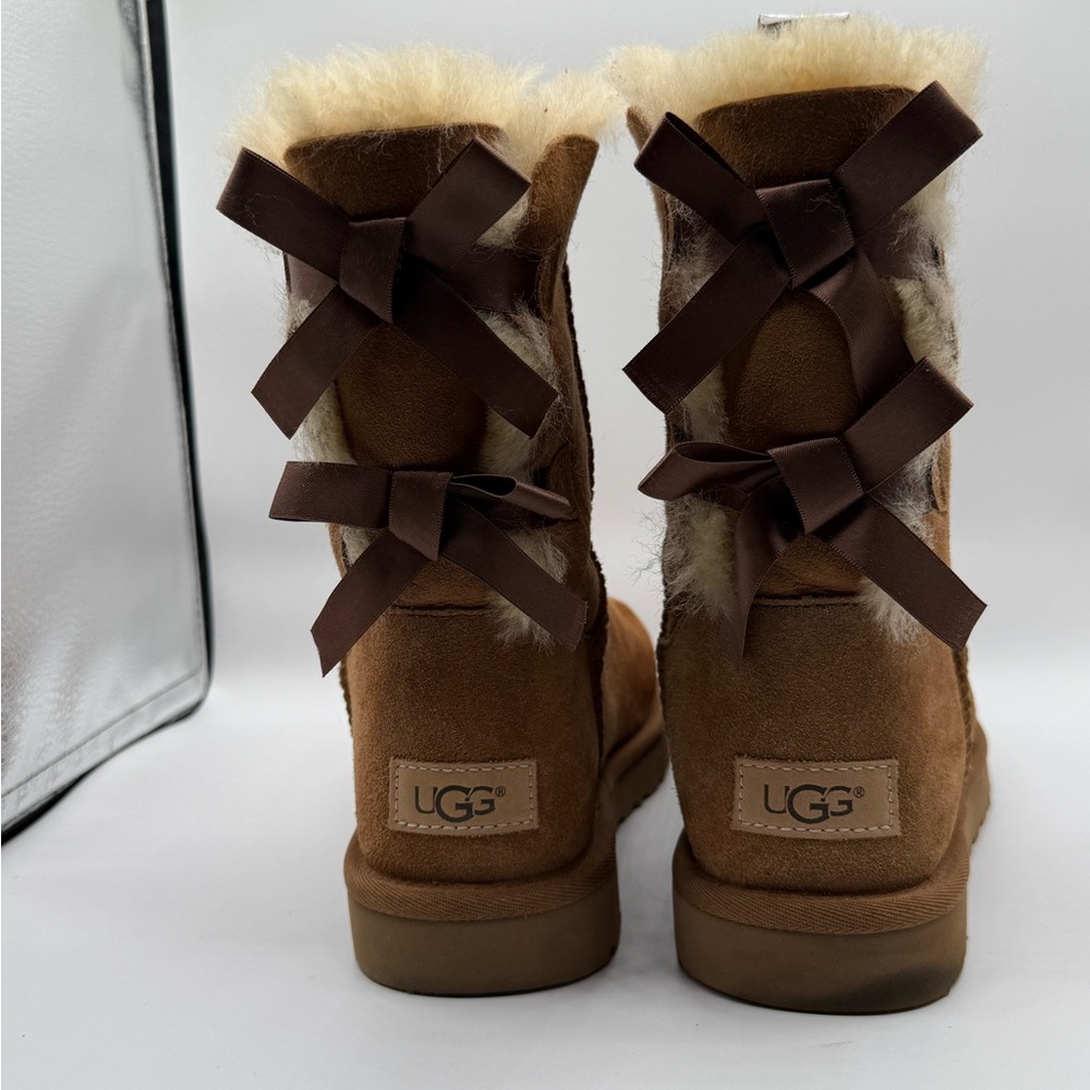 UGG Tan Boots with Ribbon Accents